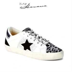 Elina Star Patch Mixed-Media Sneakers